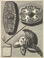 Parti en grande restaurati de Trofei de Ottaviano Augusto Détail restauré des Tro..., vers 1753