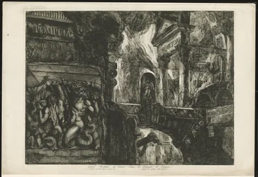 Page de titre avec temple et fragments de construction