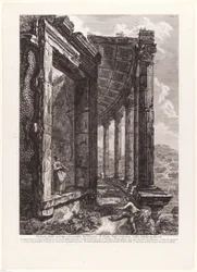 Vue de la porte et du péristyle du temple de Vesta