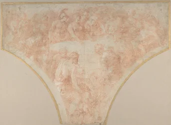 La pomme de discorde lancée par Éris au mariage de Pélée et Thétis : Étude pour fresque..., 1504-70
