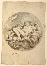Dessin, projet de fresque de plafond : Léda et le cygne, vers 1775