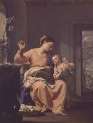 Madonna cousant