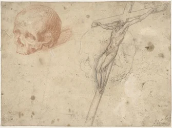 Esquisse de crucifix et tête de mort
