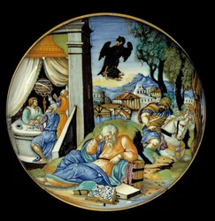Allégorie du destin. Faïence. Réalisée par Francesco Avelli Xanto (actif vers 1530/1540)