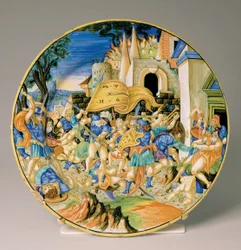 Assiette avec la bataille de Roncevaux