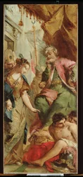 Sophronia demandant au roi sarrasin Aladine de libérer les prisonniers chrétiens, vers 1760