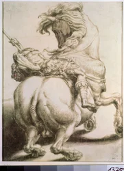 Cavalier transpercé par une lance