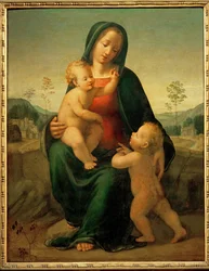 Madone et enfant avec Jean-Baptiste (peinture sur bois)