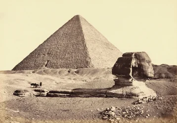 Grande Pyramide de Gizeh et Sphinx, Égypte. XIXe siècle.