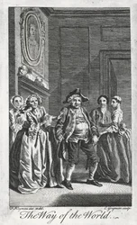 Scène de The Way of the World, de William Congreve, gravure de Charles Grignon d