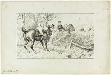 Scène de chasse : Cheval et cavalier lancé