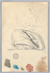Esquisse de draperie pour une figure assise