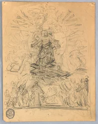 Croquis de figure sur une croix