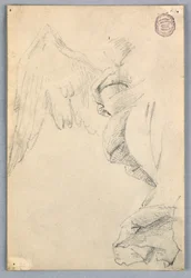 Esquisse avec ailes et draperie