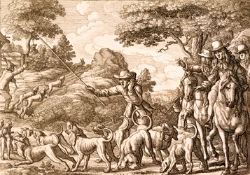 Chasse au lièvre, gravée par Wenceslaus Hollar, 1671
