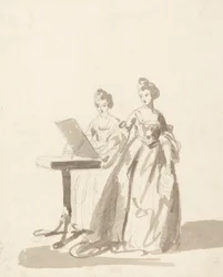 Étude pour le portrait de la princesse Louisa et de la reine Caroline Mathilde de Danemark