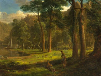 Guerriers se reposant dans une vallée montagneuse, vers 1824