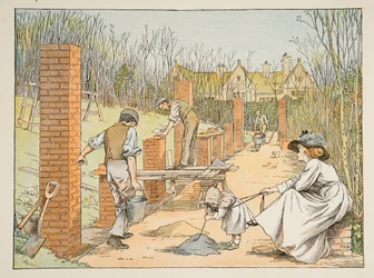 The Builder, tiré de Four and Twenty Toilers, pub. 1900 (lithographie couleur)