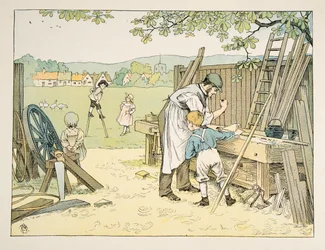 Le charpentier, tiré de Four and Twenty Toilers, pub. 1900 (lithographie couleur)