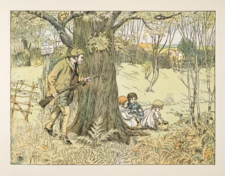 Le garde-chasse, tiré de Four and Twenty Toilers, pub. 1900 (lithographie couleur)