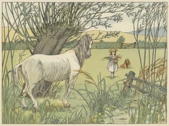 Le vieux cheval de bus (lithographie couleur)