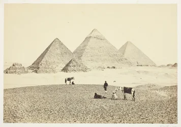 Les pyramides de Gizeh, du sud-ouest