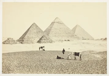 Les Pyramides de Gizeh, du Sud-Ouest, 1857