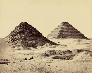 Les pyramides de Sakkarah. Depuis le nord-est