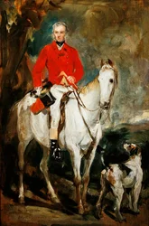 Étude pour « Charles Trelawny, Esq., maître de la chasse de Dartmoor, sur son cheval de chasse favori Grimaldi, avec les chiens Conqueror, Lounger et Windermere », vers 1863