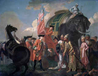 Lord Clive rencontre Mir Jafar après la bataille de Plassey