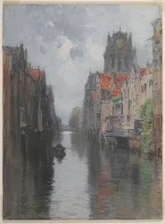 Derrière la Groote Kirk, Dordrecht, vers 1880