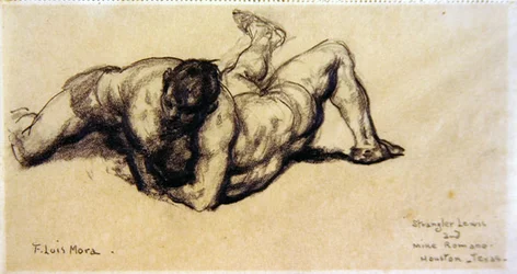 Strangler Lewis et Mike Romano, Houston, Texas, c.1920