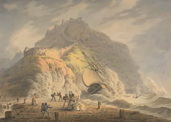 Naufrage au pied de la falaise du château à Scarborough