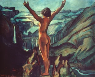 Nu devant un paysage