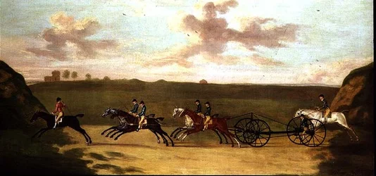 La course de voitures à Newmarket, contre la montre, 29 août 1750