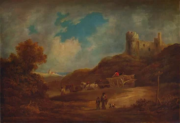 Un château, avec chariot et chevaux, vers 1886, 1938