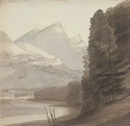 Sur le côté du Rhin près de la source, lumière venant de la droite