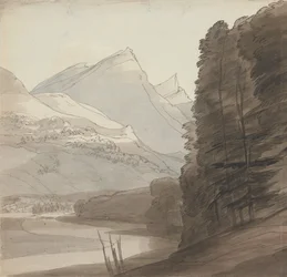 Sur la rive du Rhin près de la source, lumière venant de la droite