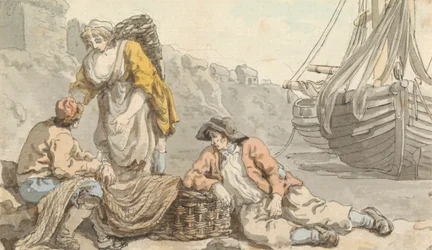 Pêcheurs avec paniers et filets