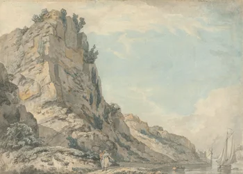 Le rocher de Saint-Vincent, Clifton, Bristol avec la maison de la source de Hotwell au loin