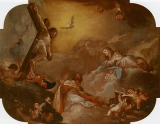 Saint Augustin et la Vierge adorant le Christ crucifié
