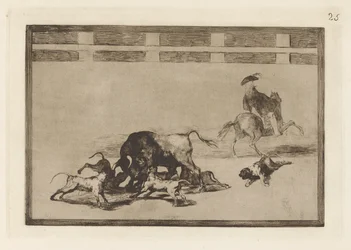 Echan perros al toro, Pl. 25 de La tauromaquia