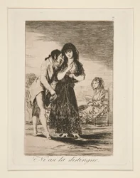 Ni ainsi il ne peut la distinguer, pl. 7 de Los caprichos