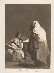 Planche 3 de Los Caprichos : Voici le croque-mitaine Que viene el Coco., 1799