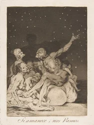 Planche 71 de Los Caprichos : Quand le jour se lève, nous partirons Si amanece, nos Vamos., 1799