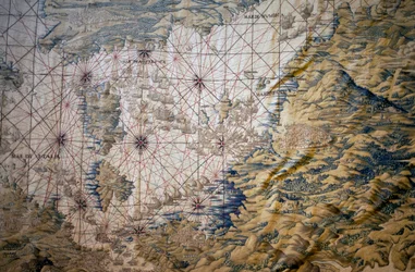 Carte de la mer Méditerranée - Détail de la conquête de Tunis (Tunisie) - Tapisserie de Francisco et Cornelius Van der Ggot (18e siècle), tissée dans la manufacture royale de tapisserie, milieu du 18e siècle, d