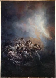 Feu de nuit (huile sur fer blanc)