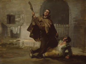Frère Pedro Clubs El Maragato avec la crosse du fusil, vers 1806 (huile sur panneau)