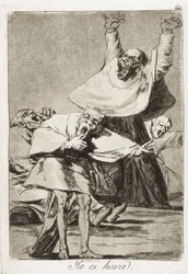 Il est temps. 1797-1799. (21 x 14,5 cm). Planche 80 de «Los Caprichos». Romantisme. Espagne. Madrid (Communauté autonome). Madrid. Bibliothèque nationale