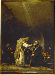 Dernière communion de Saint Joseph de Calasanz ... (peinture sur bois)